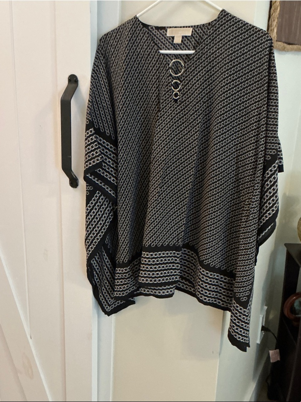 Michael Kors Black and White Chain-Print Tunic